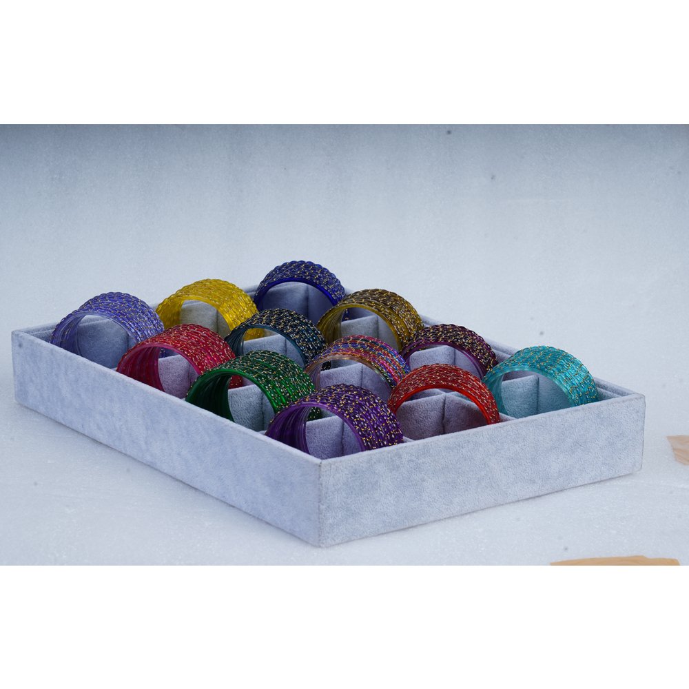 Designer Multicolor Sparkle Glass Bangles Set for Festive Wear - Image 2