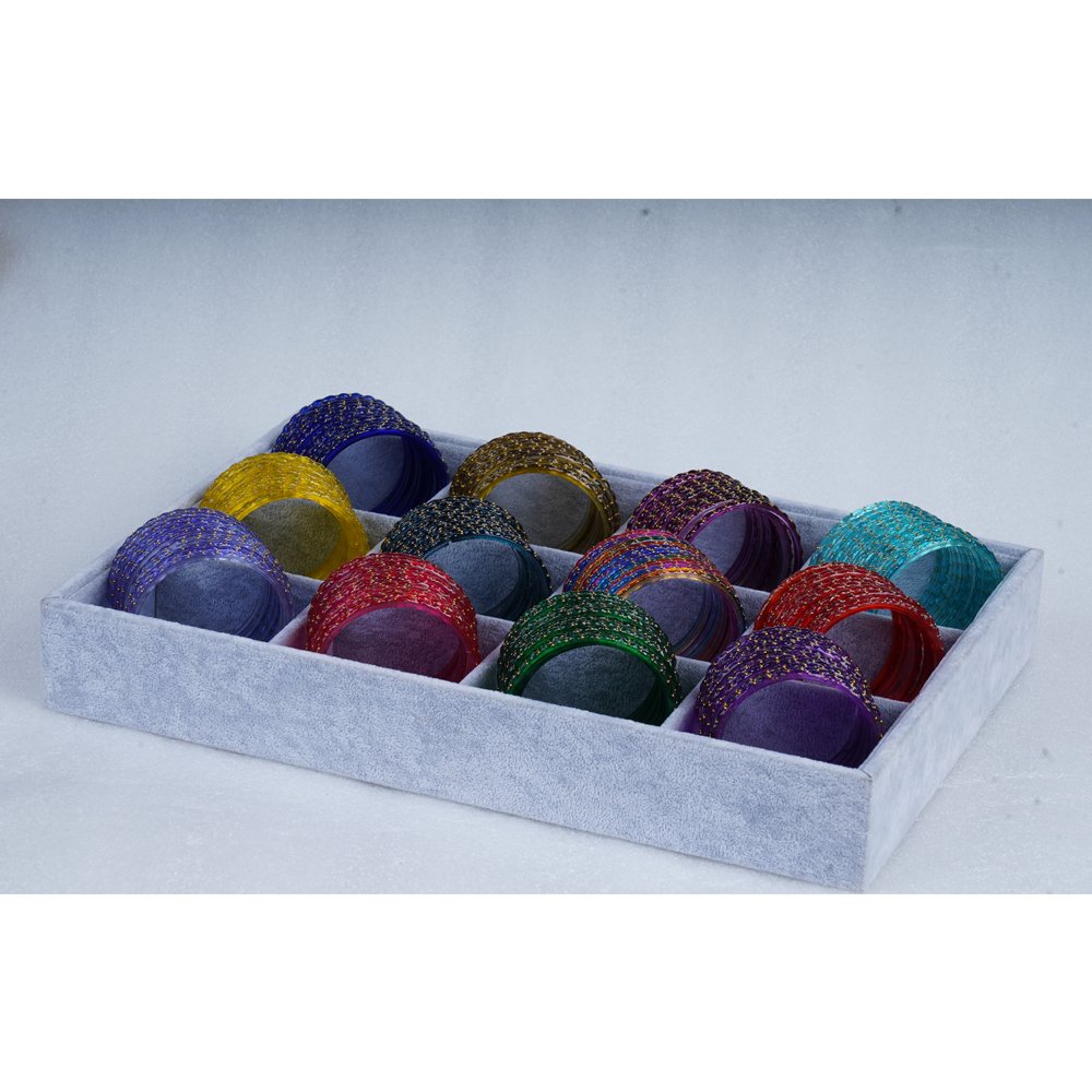 Designer Multicolor Sparkle Glass Bangles Set for Festive Wear