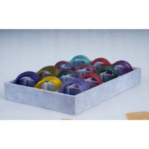 Elegant Rainbow Crystal Glass Bangles Set with Golden Sparkle Design