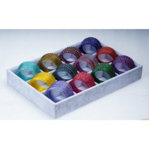 Classic Multicolor Shimmer Glass Bangles Collection with Golden Sparkle