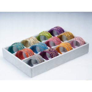 Premium Multicolor Crystal Studded Glass Bangles Set for Women