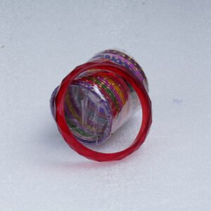 Multicolor Traditional Glass Bangles Set with Red Designer Kada